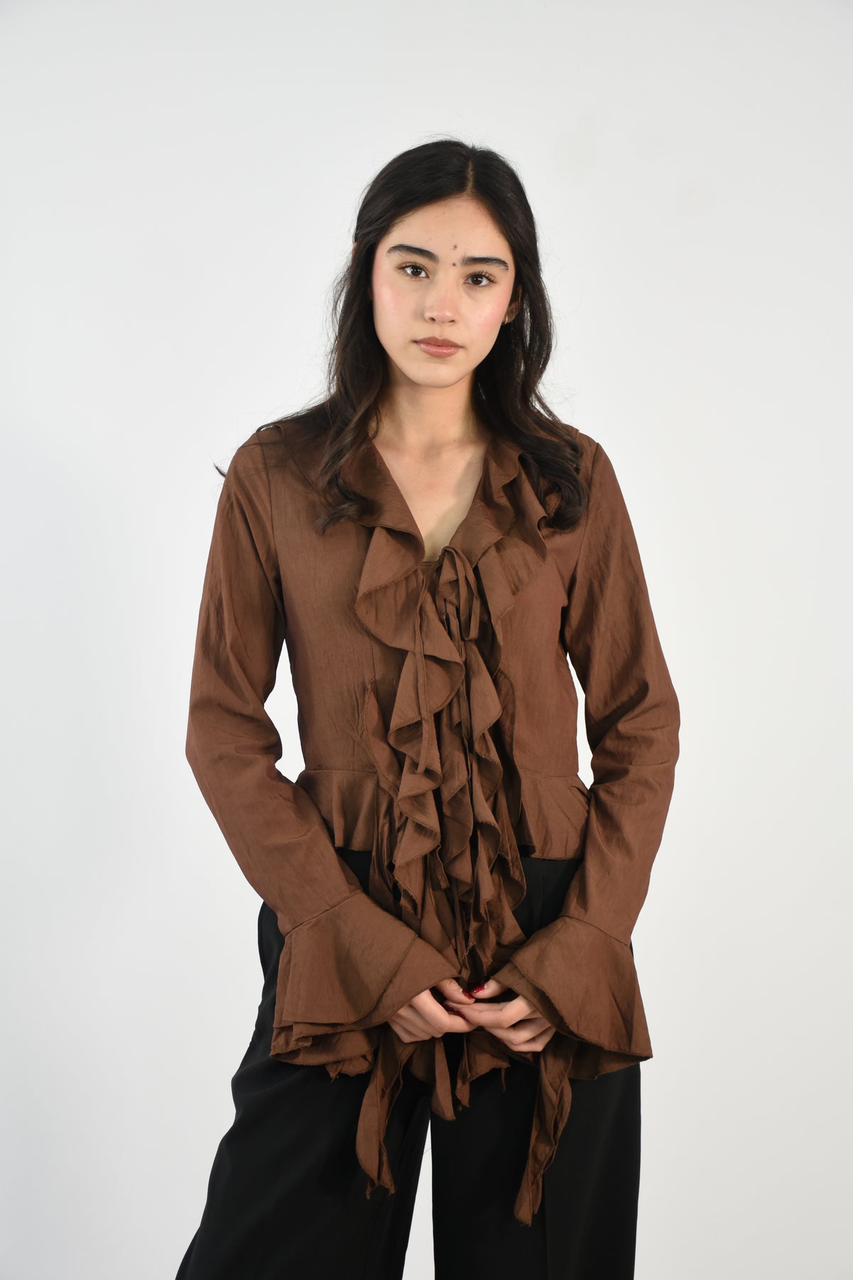 Blusa Con Volantes y Lazo