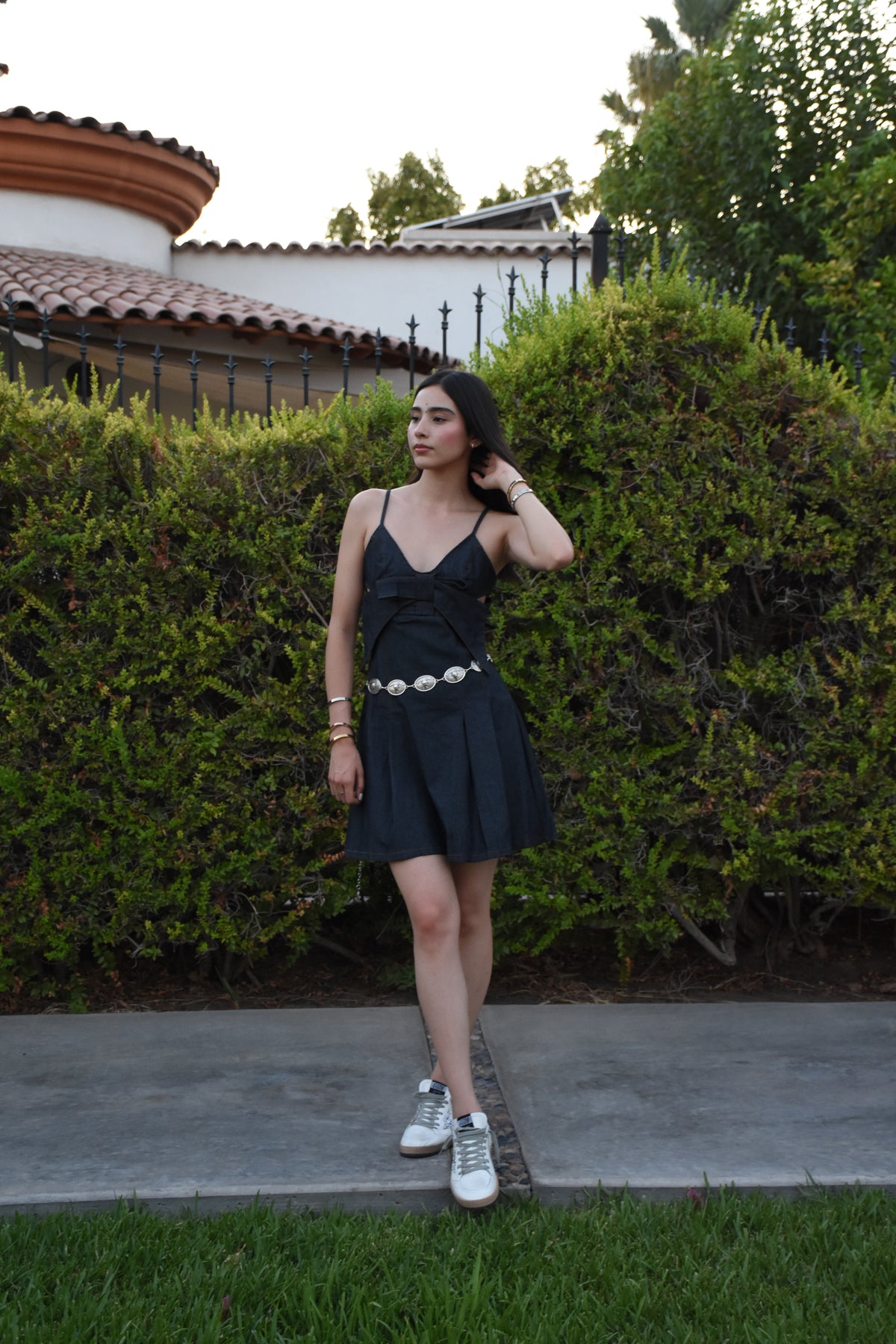 Vestido denim con moño