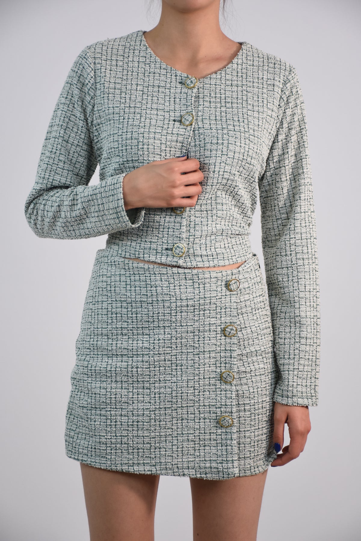 Set tweed con short-falda